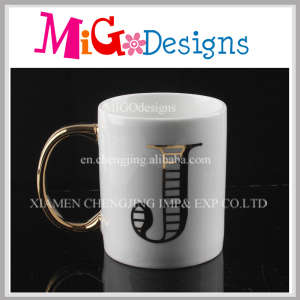 Hot Selling Mug with Gold Letter Ceramic Coffee Mugs